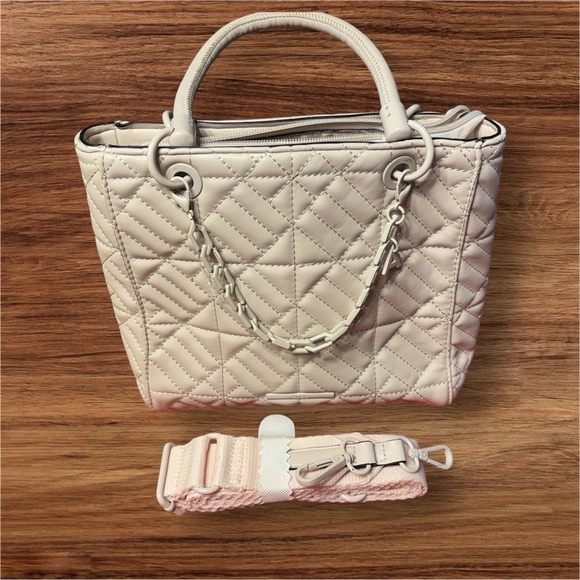 Aldo Cream Quilted Satchel with Silver Accents - Picture 1 of 4